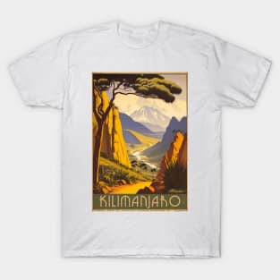 Mount Kilimanjaro Tanzania Vintage Travel Art Poster T-Shirt